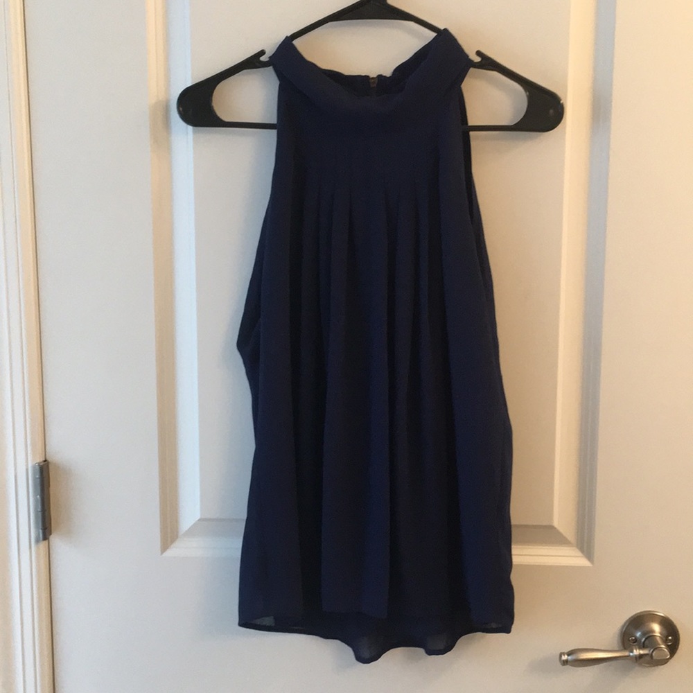 Navy blue high neck tank top
